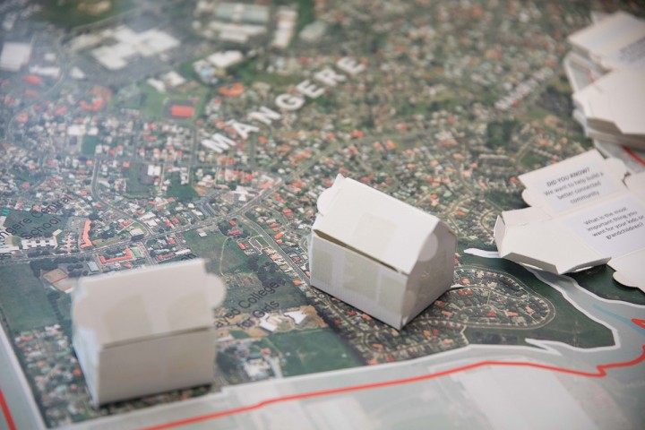Miniature house on Mangere map
